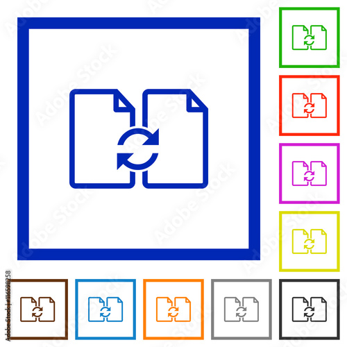 Swap documents framed flat icons