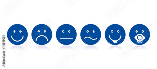 Smileys Icons Emotions blau