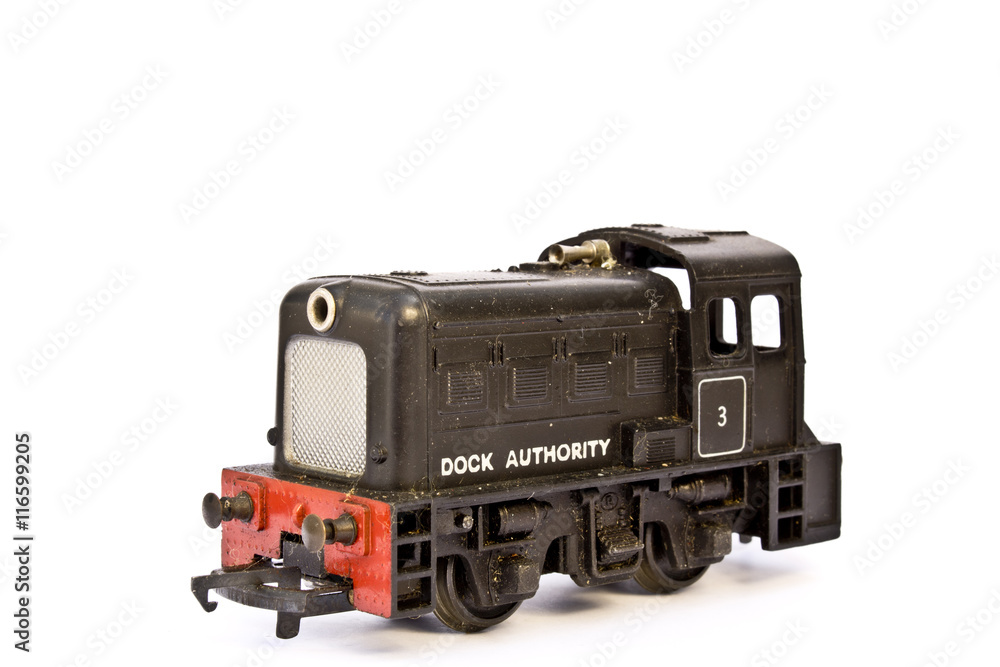 Toy Electric Model Train on White Background Toy Electric Model Train on White Background