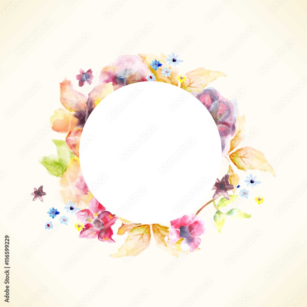 Obraz premium Watercolor floral wreath