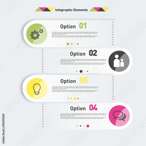 Infographics elements options labels design 