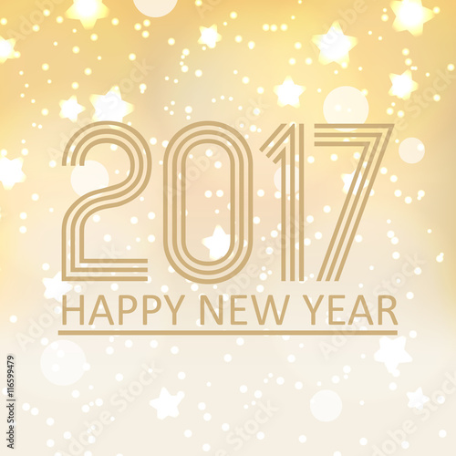 happy new year 2017 on shiny abstract background with stars and lights eps10