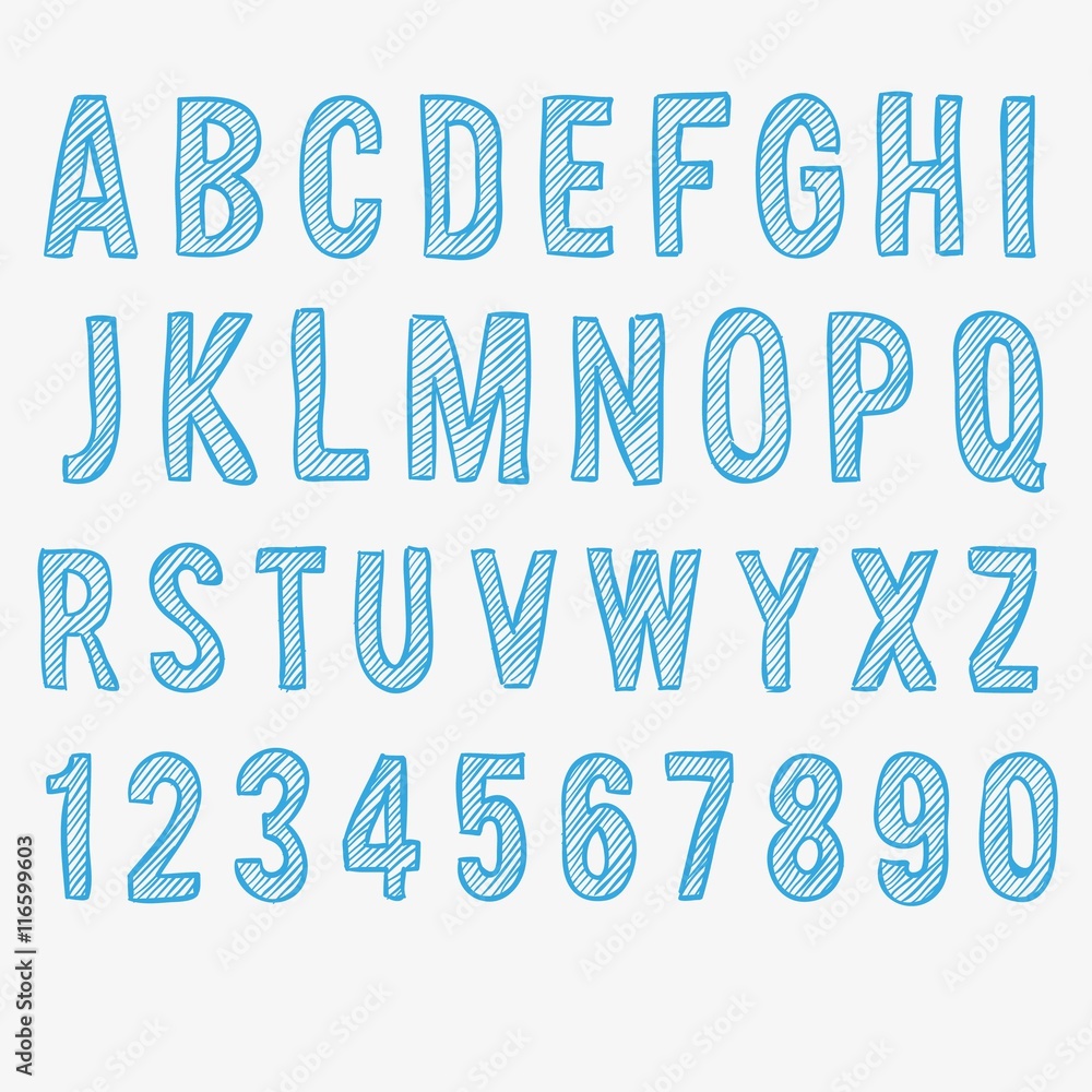 Sketchy alphabet and numbers Sketchy alphabet and numbers