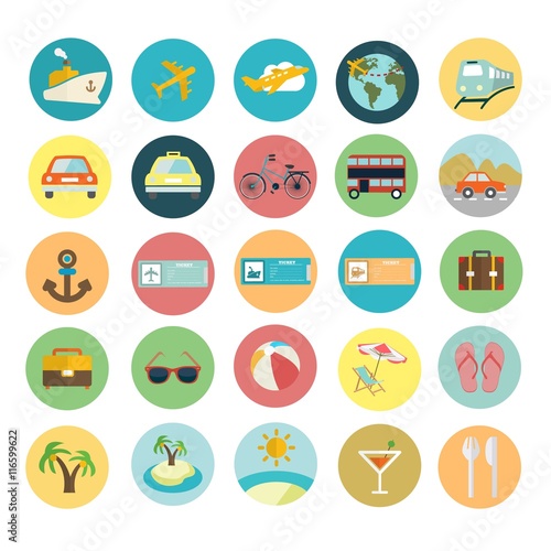 Summer holiday flat icons