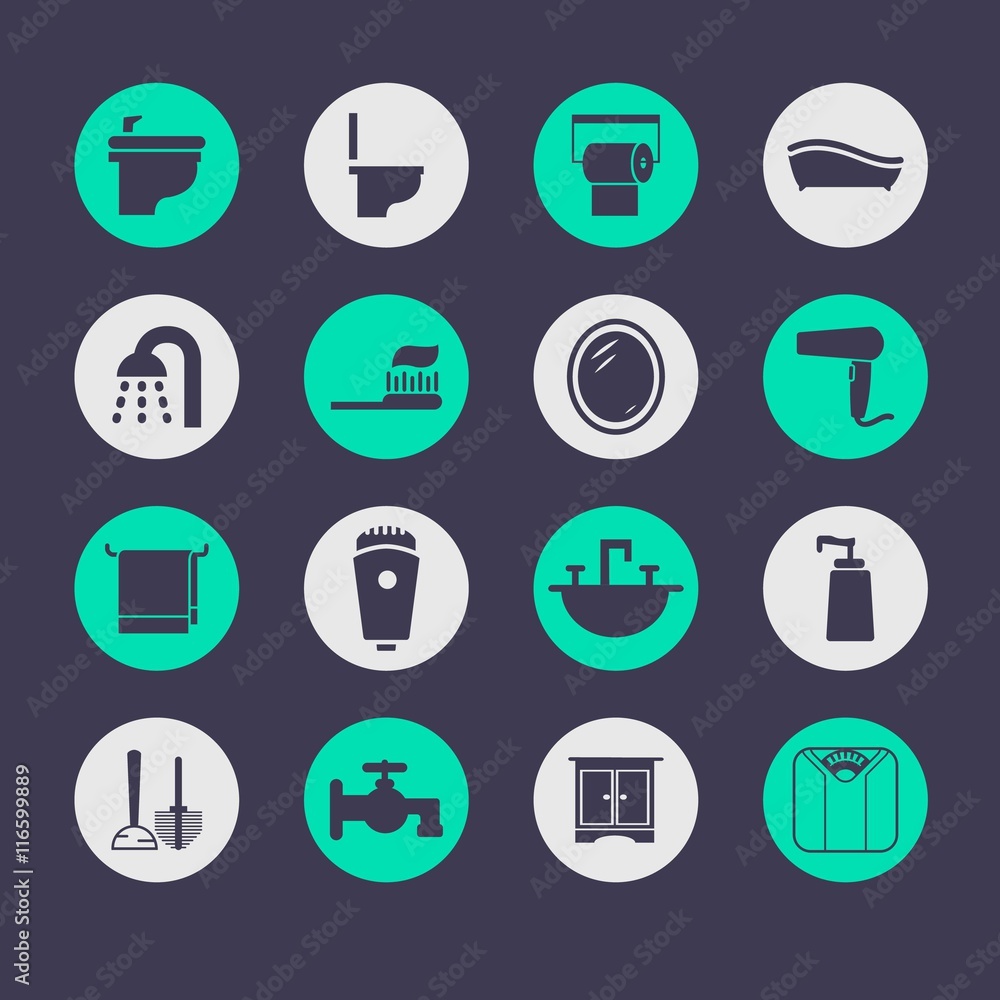 Bathroom elements icons