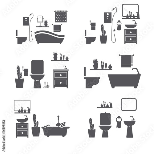 Bathroom silhouette icons 