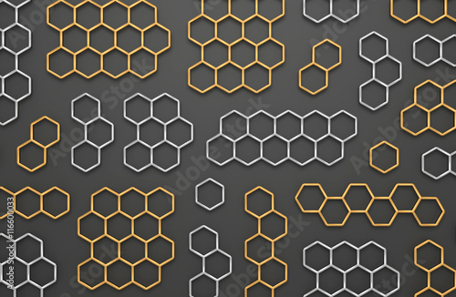 3D abstract honeycomb background