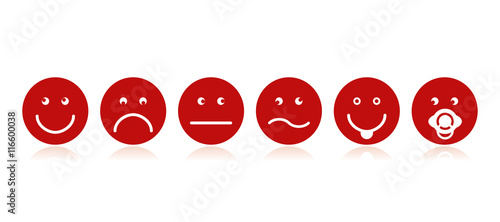 Smileys Icons Emotions, rot