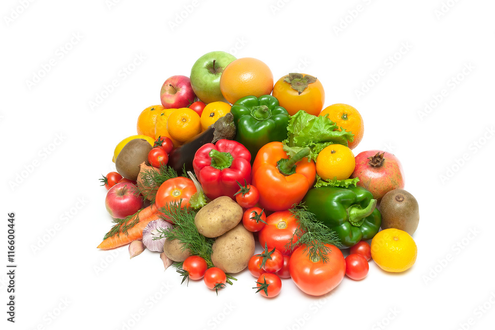 fruits and vegetables isolated on white background fruits and vegetables isolated on white background