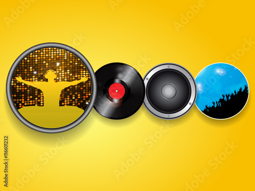 DJ vinyl speaker and crowd  background