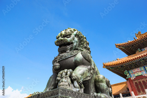 The bronze lion in the forbidden city, Beijing, China.