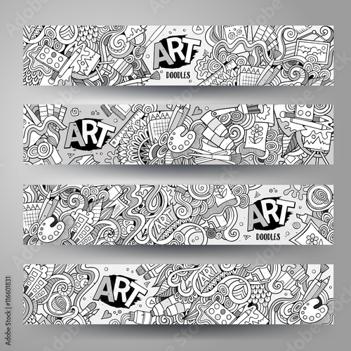 Cartoon vector hand-drawn sketchy  Doodle on the subject of art 