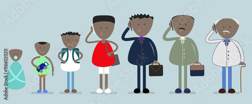 African american man  from infancy to old age
