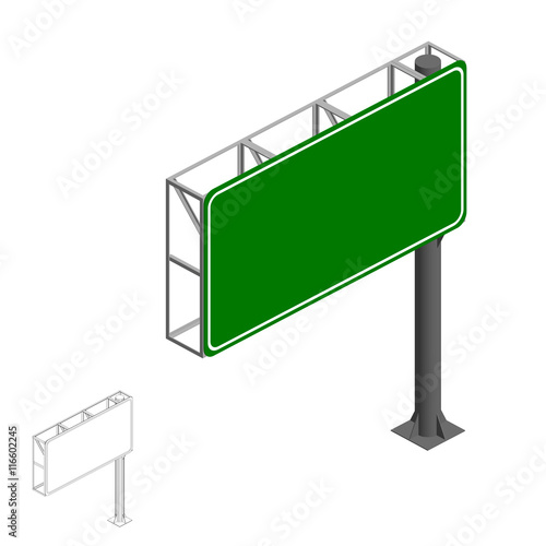 Blank green highway sign. 3...