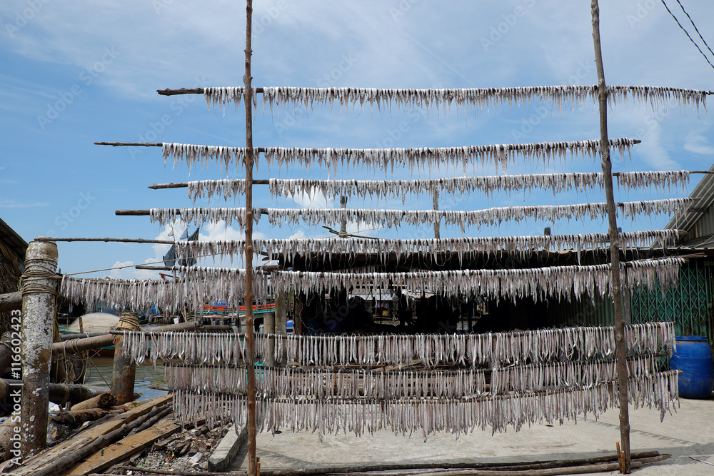 Fototapeta premium Dried fish Ca Mau fishing village