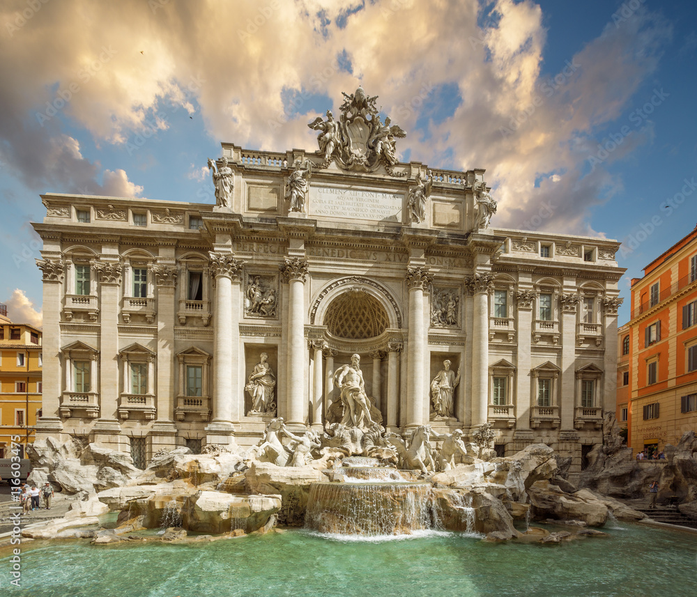 Fountain di Trevi - the most famous Rome's fountains in the world. Italy.