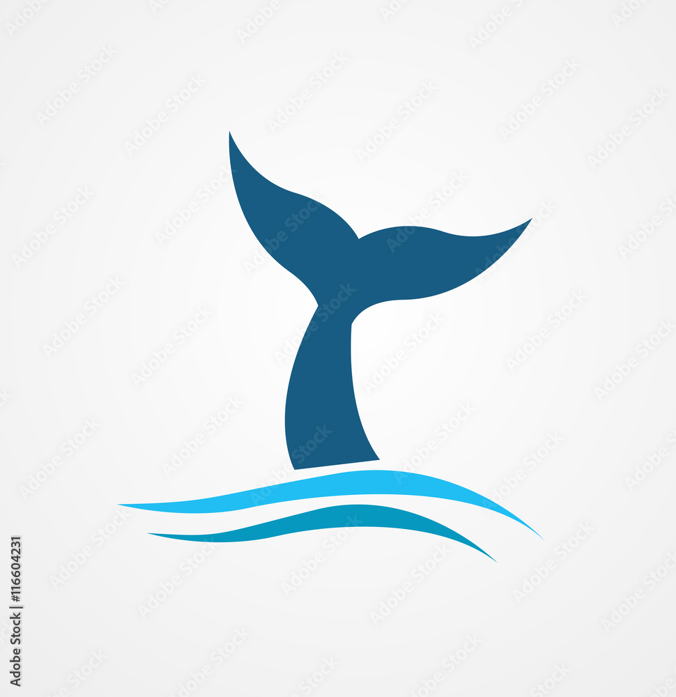 Fototapeta premium Whale tail icon vector illustration