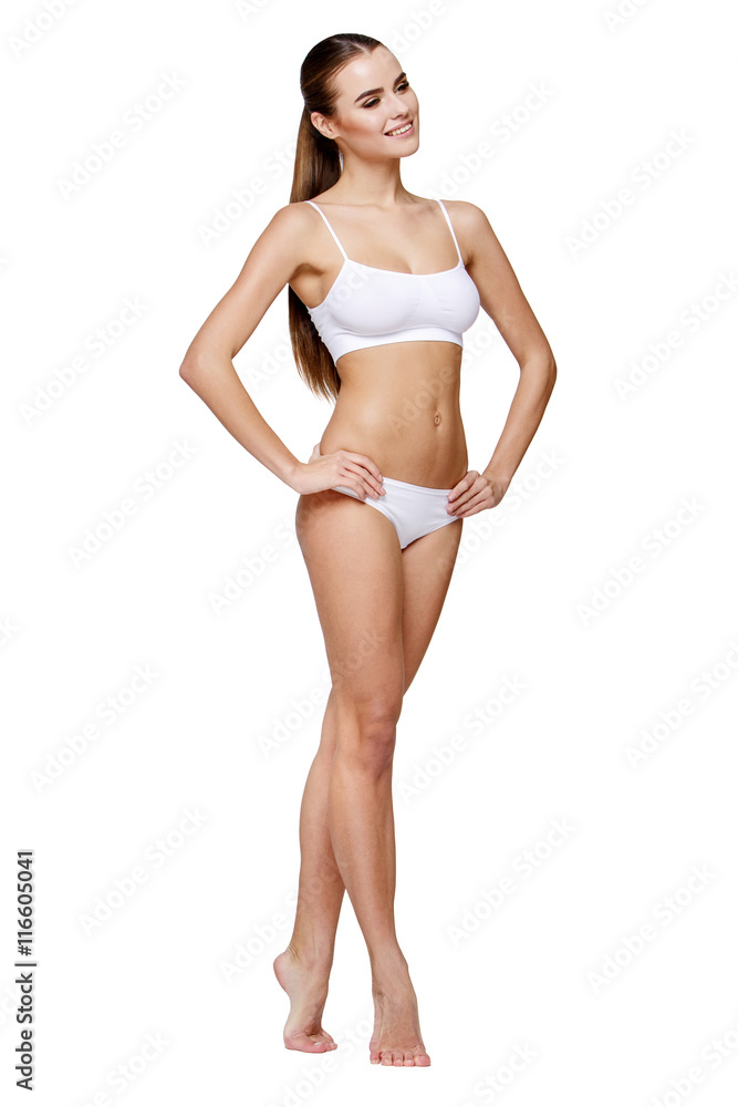 Sexy young girl in white lingerie Stock Photo | Adobe Stock