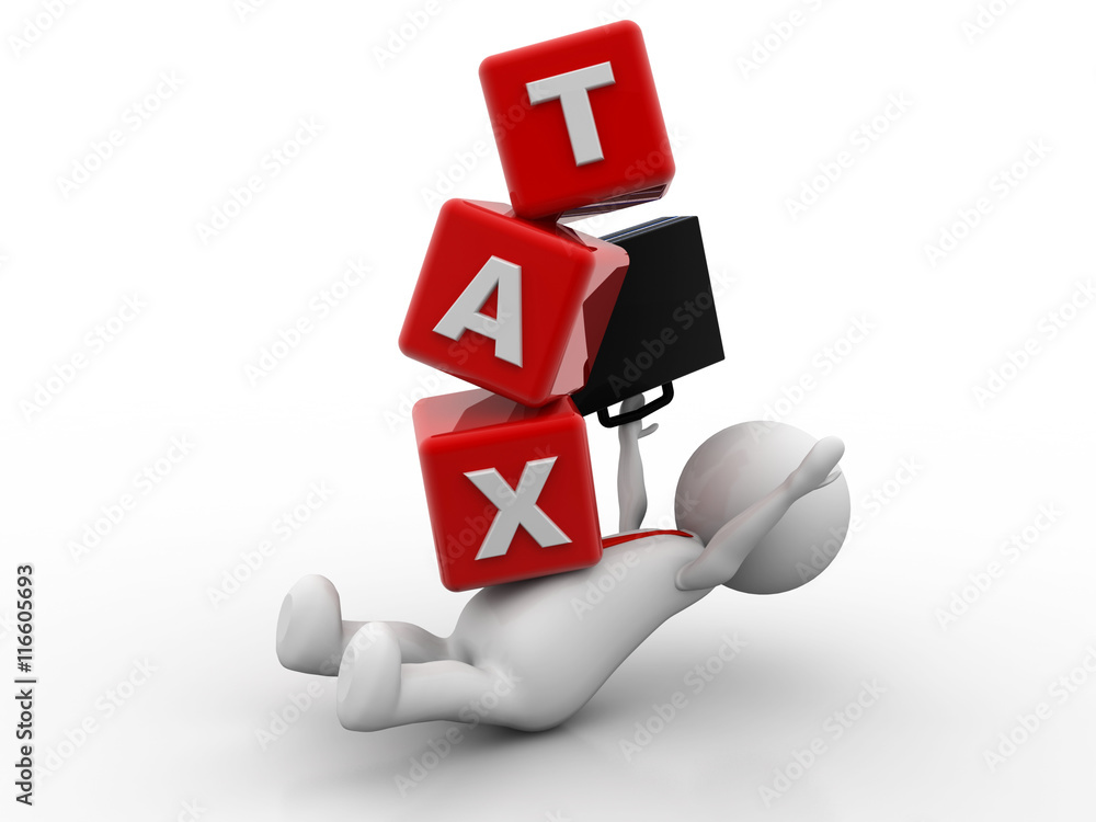 3d renderer illustration. White people and tax word. 3d renderer illustration. White people and tax word.