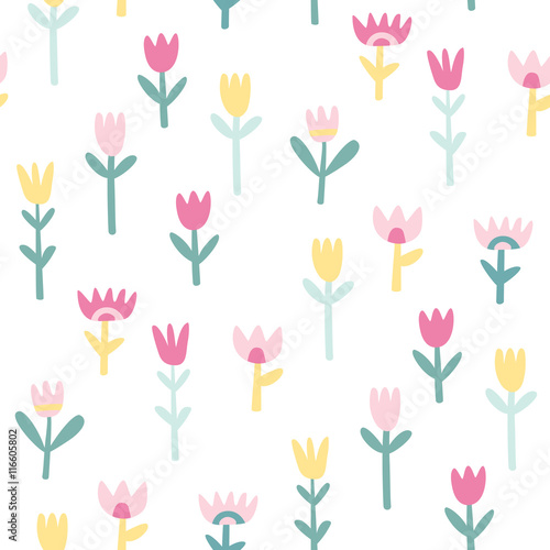 Cute flowers seamless pattern
