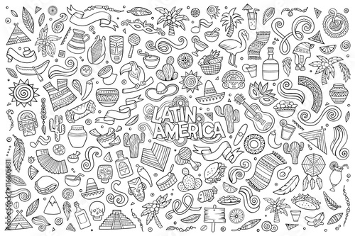 Sketchy vector hand drawn Doodle Latin American objects