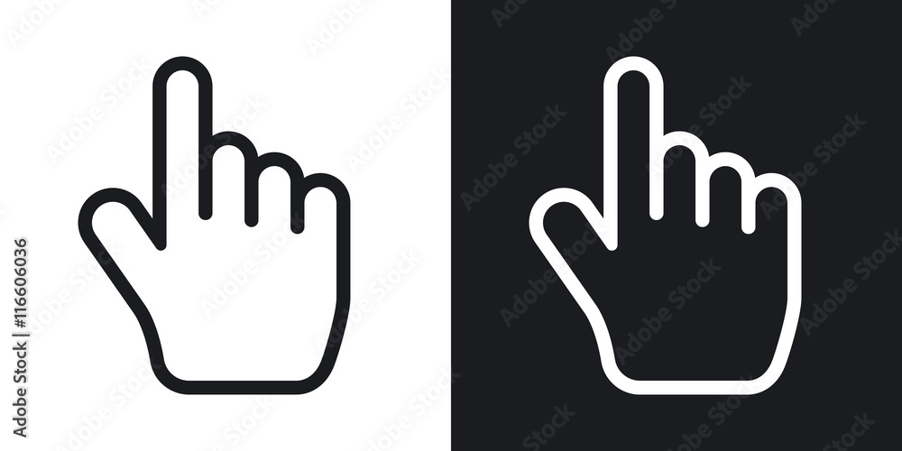 Vector hand cursor. Two-tone version on black and white background Vector hand cursor. Two-tone version on black and white background