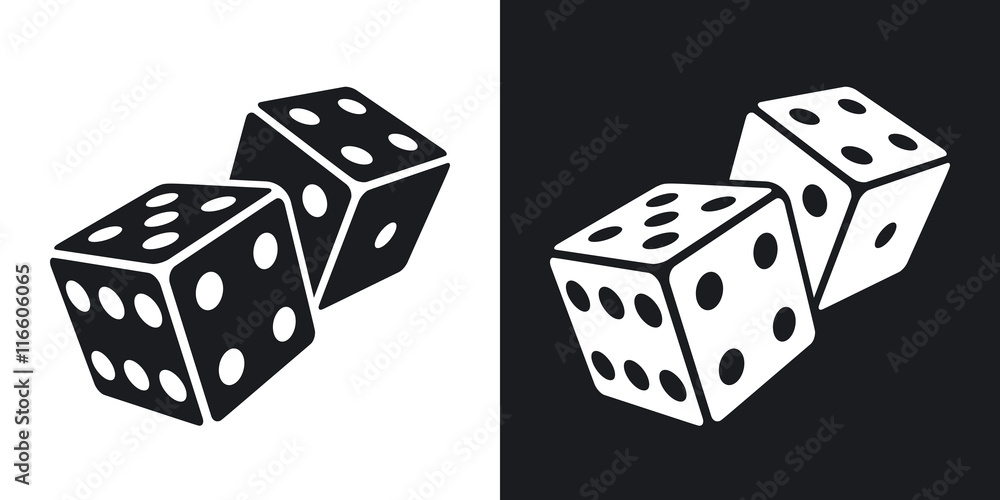 Foto Vector dices icon. Two-tone version on black and white background
