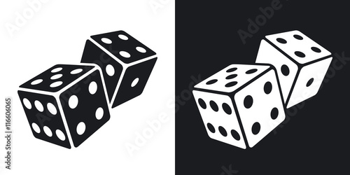 Vector dices icon. Two-tone version on black and white background photo
