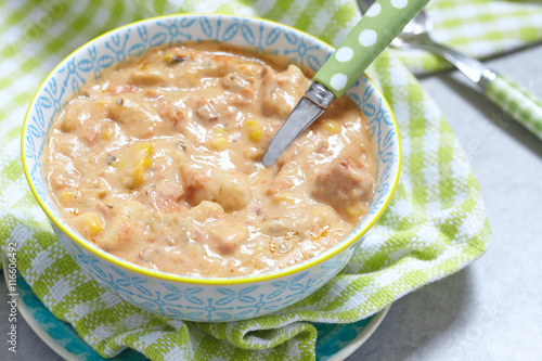 Plakat w ramie Salmon chowder soup