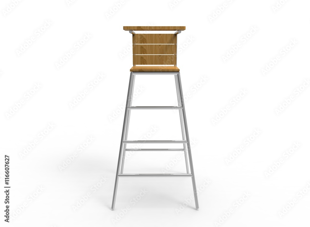 3d illustration of umpire chair. white background isolated. wood and steel. icon for game web. sport attribute. 3d illustration of umpire chair. white background isolated. wood and steel. icon for game web. sport attribute.