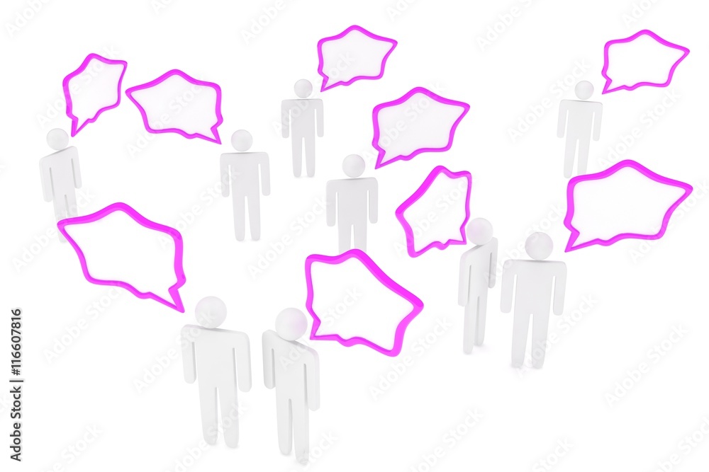 people with talk bubbles isolated over a white background. 3d rendering. people with talk bubbles isolated over a white background. 3d rendering.