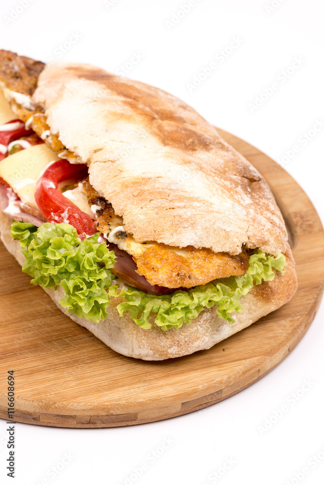 Bread sandwich with lettuce meat cheese tomato Bread sandwich with lettuce meat cheese tomato