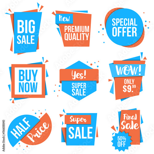Flat design origami Discount Labels
