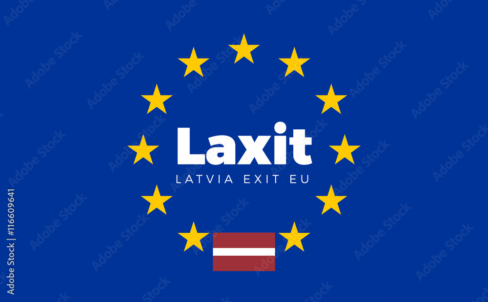 Flag of Latvia on European Union. Laxit - Latvia Exit EU Europea Flag of Latvia on European Union. Laxit - Latvia Exit EU Europea