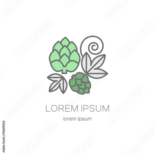 Hop cones line logo