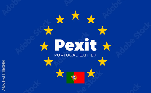 Flag of Portugal on European Union. Pexit - Portugal Exit EU Eur photo