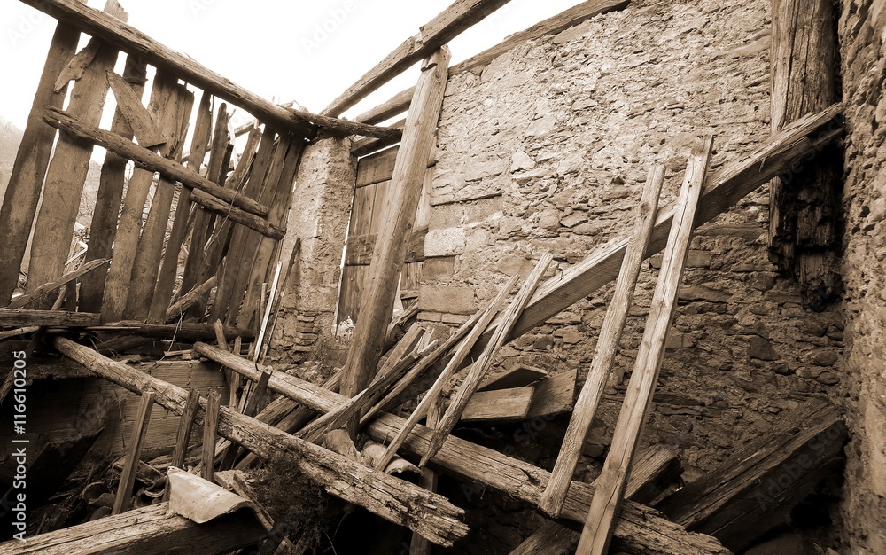 rubble and the ruins of the house destroyed by powerful earthqu rubble and the ruins of the house destroyed by powerful earthqu