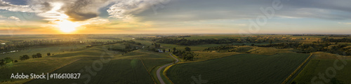 Midwest County Road Sunrise Aerial Panoramic