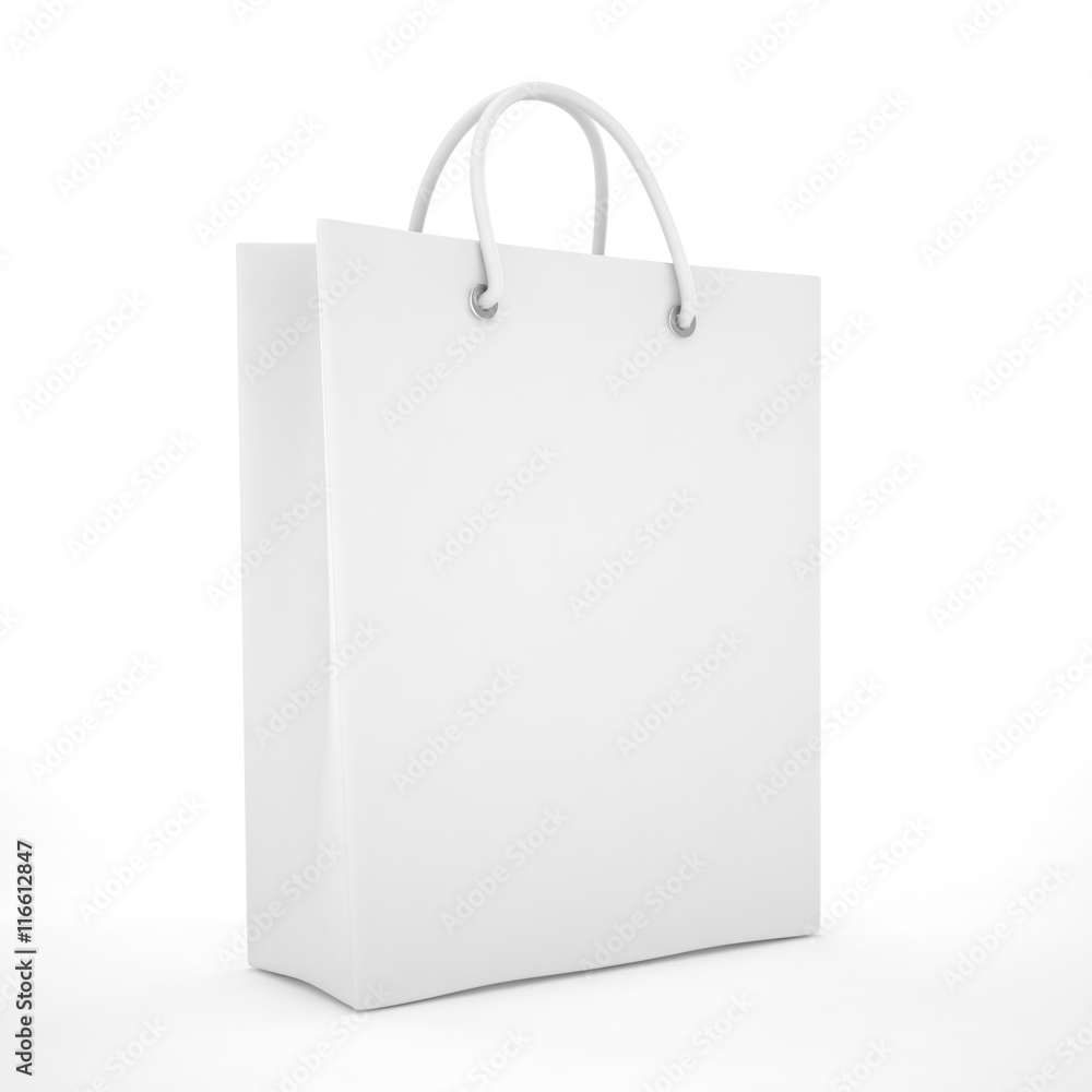 Paper Shopping Bag isolated on white background. 3d rendering. Paper Shopping Bag isolated on white background. 3d rendering.