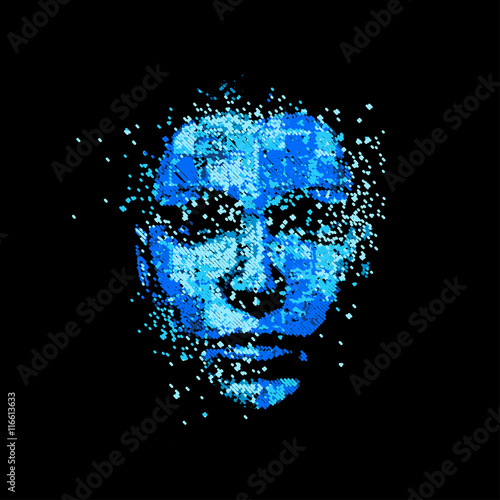 Young woman face art concept easy editable