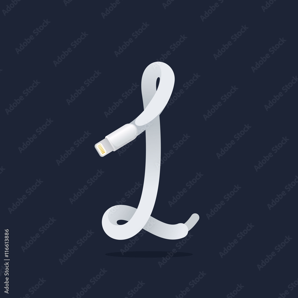 Obraz premium Number one logo formed by lightning cable.