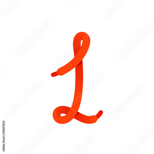 Number one logo formed by shoe lace.