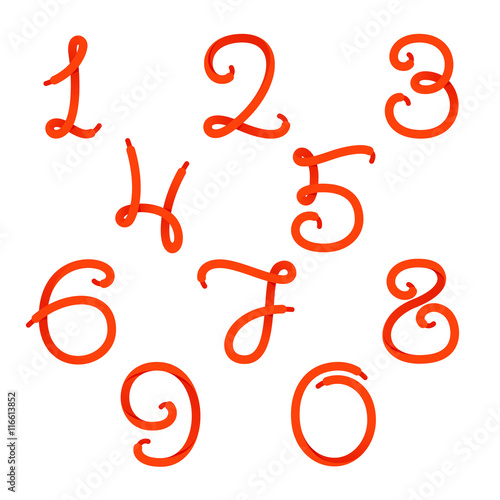 Numbers set logos formed by shoe lace.