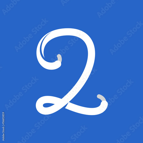 Number two logo formed by shoe lace.