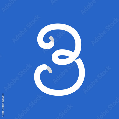 Number three logo formed by shoe lace.