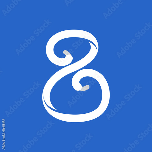 Number eight logo formed by shoe lace.