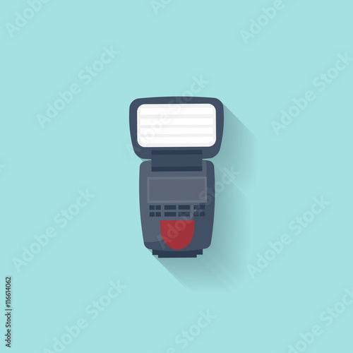Camera flash in a flat style. Photography art. Photoshooting. Studio light. Vector illustration.