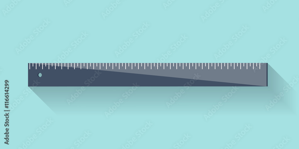 Ruler in a flat style. Scale. Width and length. Measurement tool. Vector illustration.