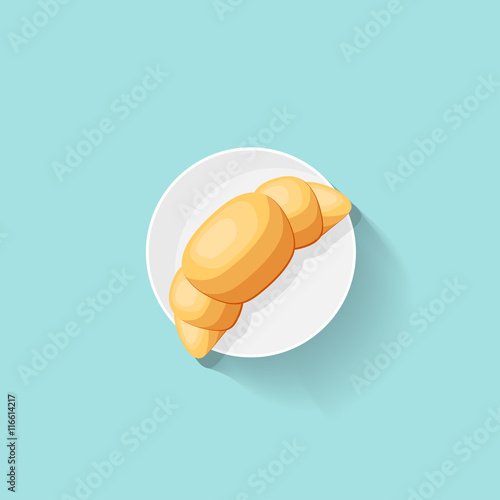 Croissant in a flat style. Food. office breakfast. Vector illustration.