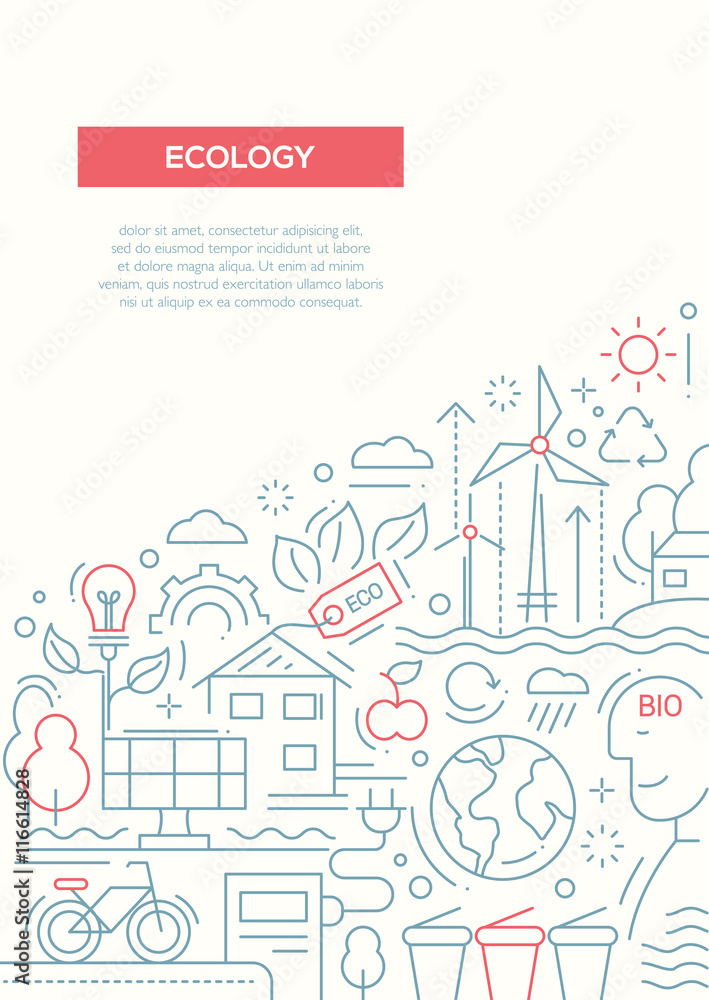 Ecology - line design brochure poster template A4